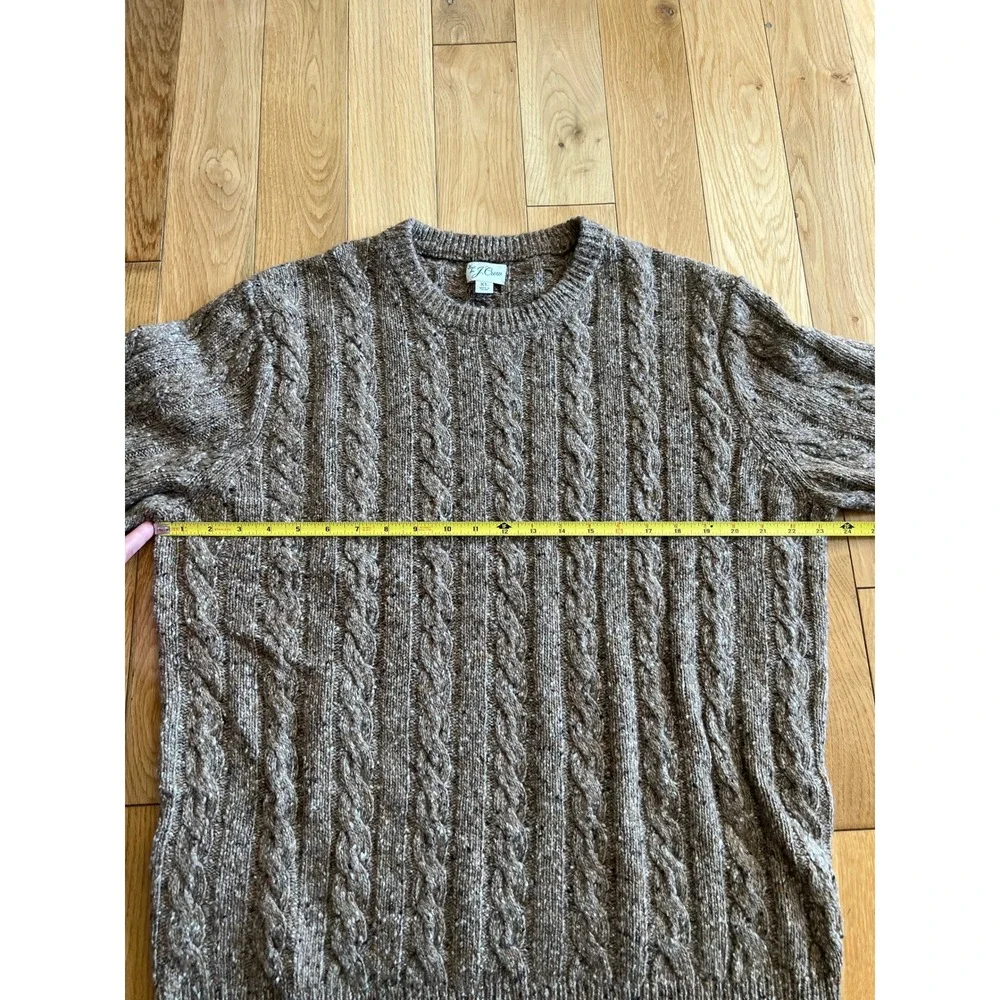 J. Crew Wool‎ Blend Cable Knit Fisherman Pullover Sweater Brown Mens Size XL